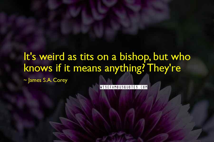 James S.A. Corey Quotes: It's weird as tits on a bishop, but who knows if it means anything? They're