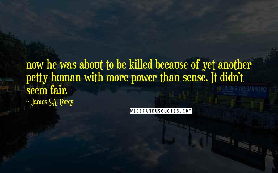 James S.A. Corey Quotes: now he was about to be killed because of yet another petty human with more power than sense. It didn't seem fair.