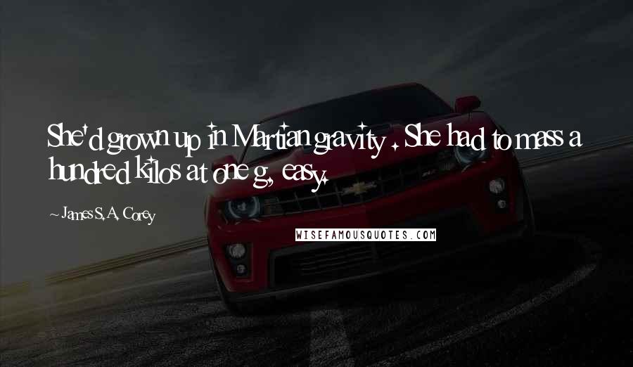 James S.A. Corey Quotes: She'd grown up in Martian gravity . She had to mass a hundred kilos at one g, easy.