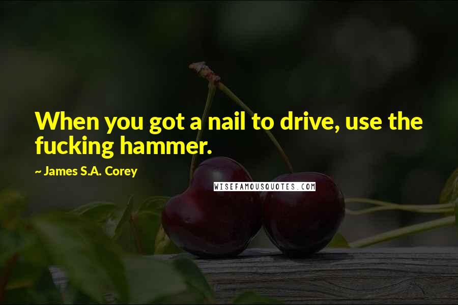 James S.A. Corey Quotes: When you got a nail to drive, use the fucking hammer.