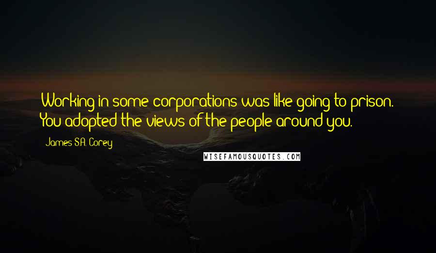 James S.A. Corey Quotes: Working in some corporations was like going to prison. You adopted the views of the people around you.