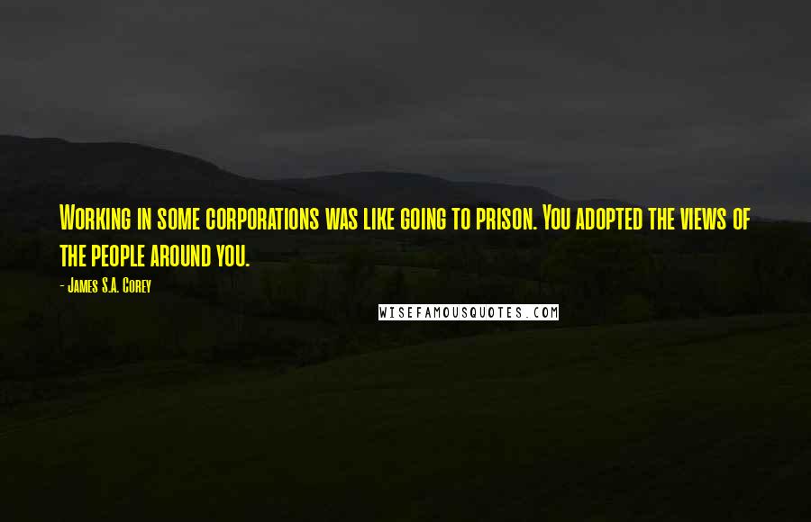 James S.A. Corey Quotes: Working in some corporations was like going to prison. You adopted the views of the people around you.