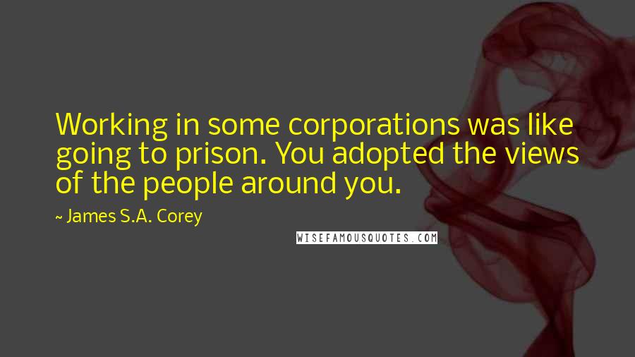 James S.A. Corey Quotes: Working in some corporations was like going to prison. You adopted the views of the people around you.
