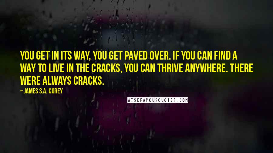 James S.A. Corey Quotes: You get in its way, you get paved over. If you can find a way to live in the cracks, you can thrive anywhere. There were always cracks.