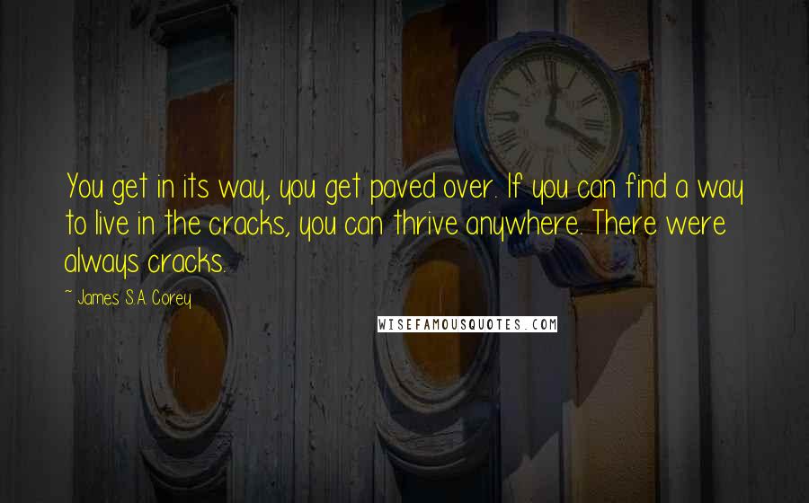 James S.A. Corey Quotes: You get in its way, you get paved over. If you can find a way to live in the cracks, you can thrive anywhere. There were always cracks.