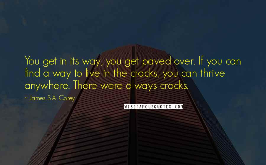 James S.A. Corey Quotes: You get in its way, you get paved over. If you can find a way to live in the cracks, you can thrive anywhere. There were always cracks.