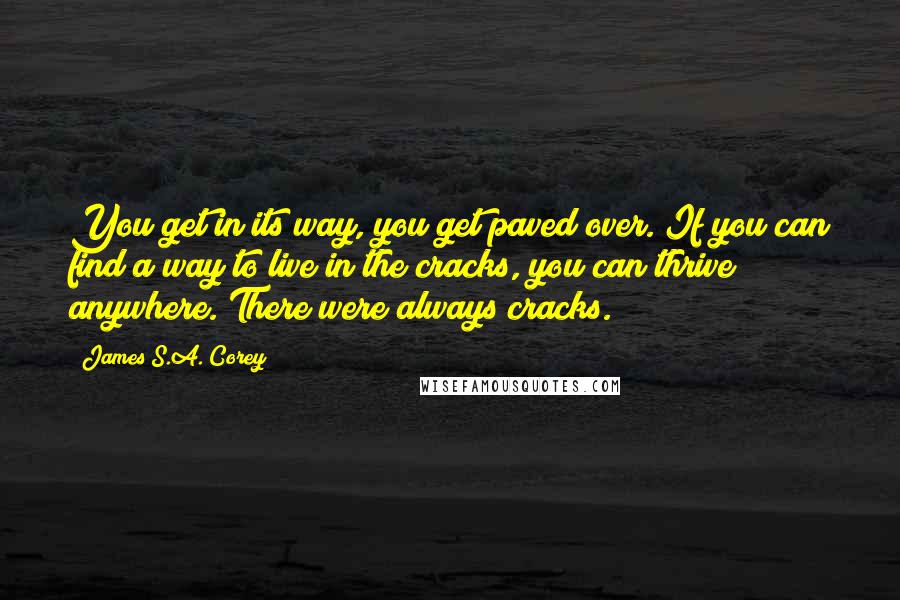 James S.A. Corey Quotes: You get in its way, you get paved over. If you can find a way to live in the cracks, you can thrive anywhere. There were always cracks.