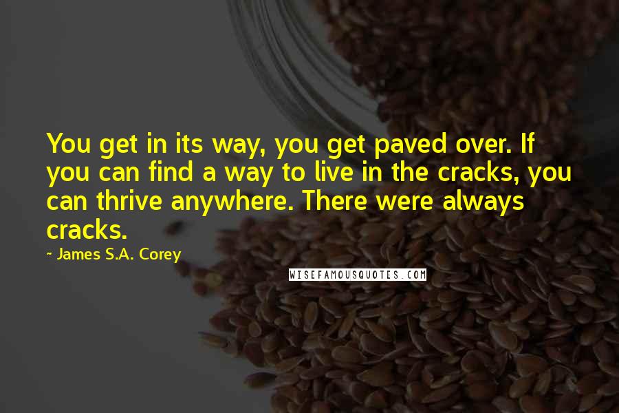 James S.A. Corey Quotes: You get in its way, you get paved over. If you can find a way to live in the cracks, you can thrive anywhere. There were always cracks.