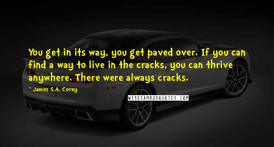 James S.A. Corey Quotes: You get in its way, you get paved over. If you can find a way to live in the cracks, you can thrive anywhere. There were always cracks.