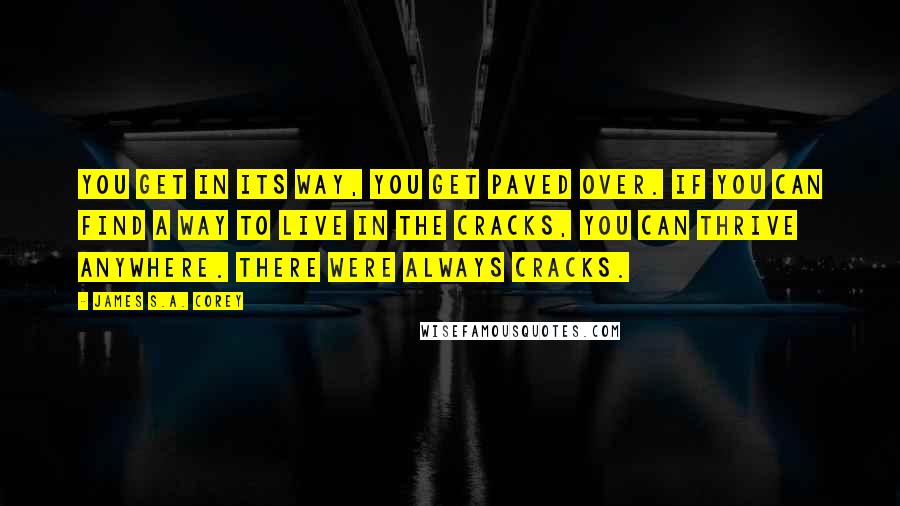 James S.A. Corey Quotes: You get in its way, you get paved over. If you can find a way to live in the cracks, you can thrive anywhere. There were always cracks.