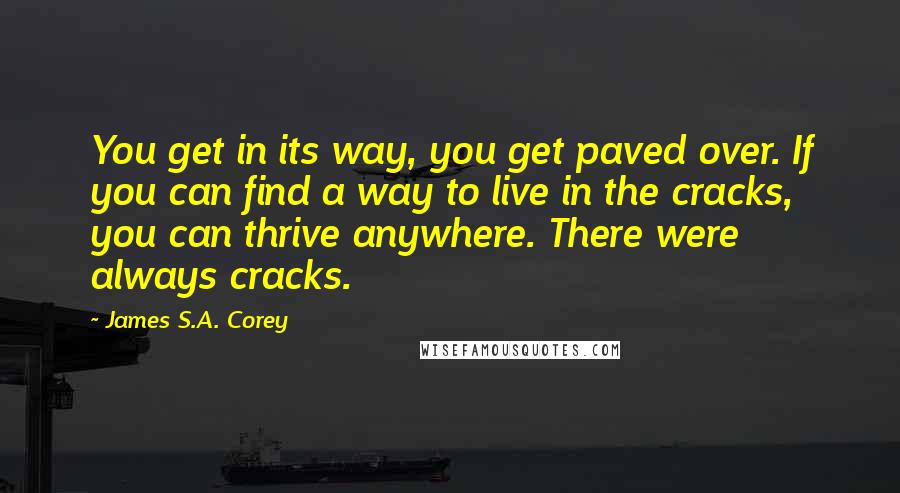 James S.A. Corey Quotes: You get in its way, you get paved over. If you can find a way to live in the cracks, you can thrive anywhere. There were always cracks.