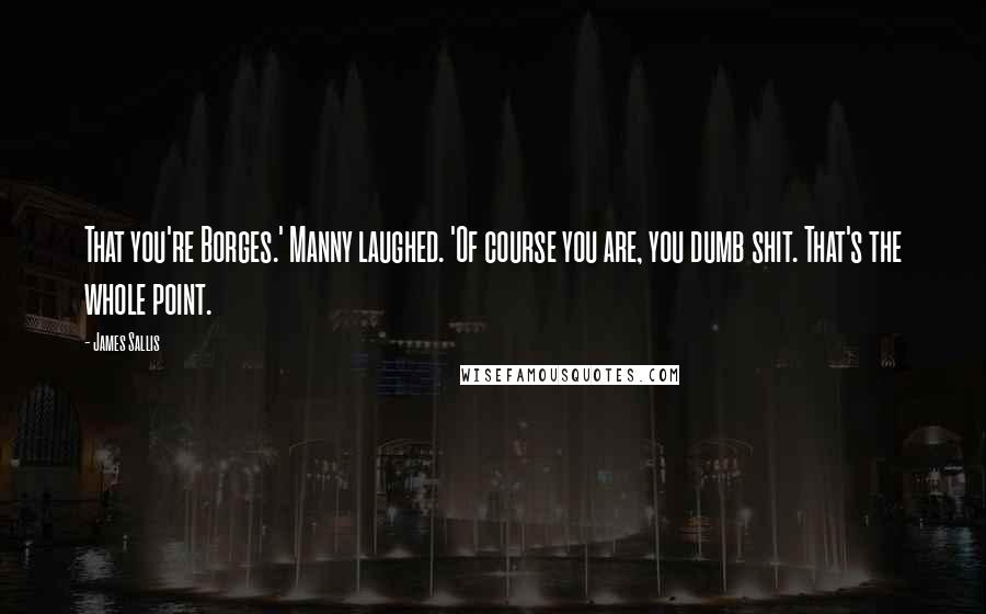 James Sallis Quotes: That you're Borges.' Manny laughed. 'Of course you are, you dumb shit. That's the whole point.