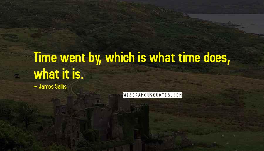 James Sallis Quotes: Time went by, which is what time does, what it is.