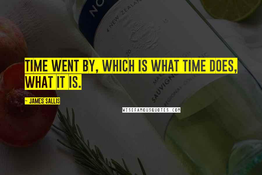 James Sallis Quotes: Time went by, which is what time does, what it is.