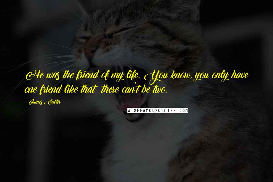 James Salter Quotes: He was the friend of my life. You know, you only have one friend like that; there can't be two.