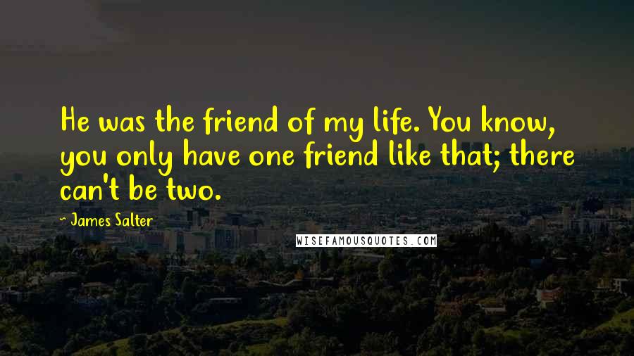 James Salter Quotes: He was the friend of my life. You know, you only have one friend like that; there can't be two.