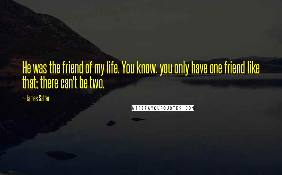 James Salter Quotes: He was the friend of my life. You know, you only have one friend like that; there can't be two.