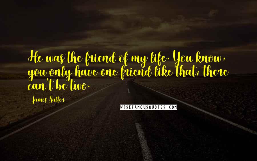 James Salter Quotes: He was the friend of my life. You know, you only have one friend like that; there can't be two.