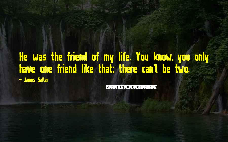 James Salter Quotes: He was the friend of my life. You know, you only have one friend like that; there can't be two.