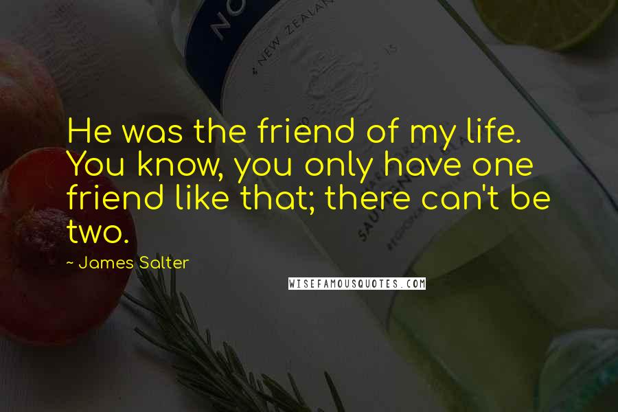 James Salter Quotes: He was the friend of my life. You know, you only have one friend like that; there can't be two.