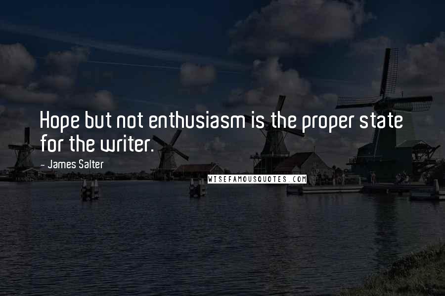 James Salter Quotes: Hope but not enthusiasm is the proper state for the writer.