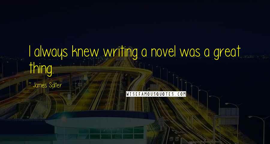 James Salter Quotes: I always knew writing a novel was a great thing.