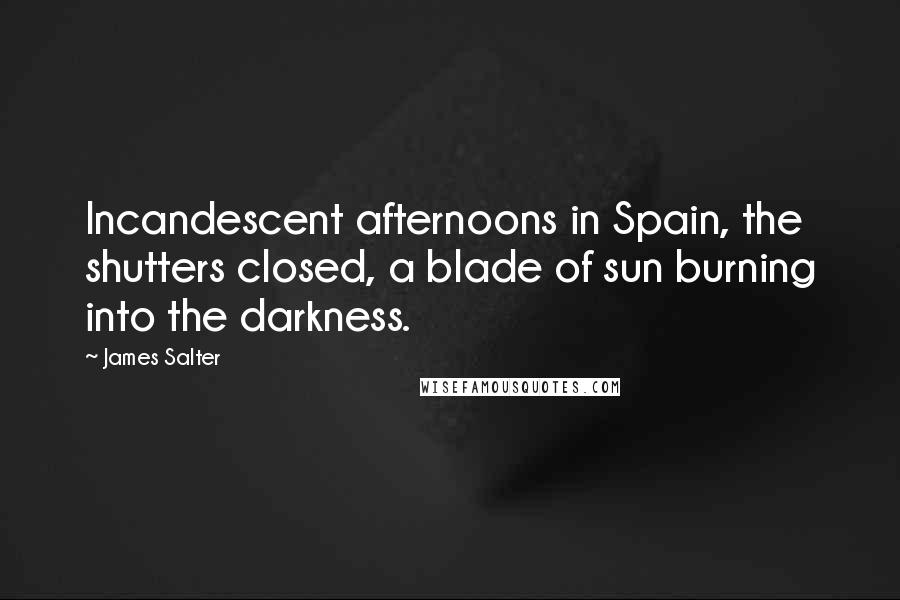 James Salter Quotes: Incandescent afternoons in Spain, the shutters closed, a blade of sun burning into the darkness.