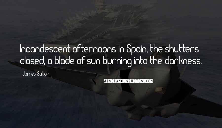 James Salter Quotes: Incandescent afternoons in Spain, the shutters closed, a blade of sun burning into the darkness.