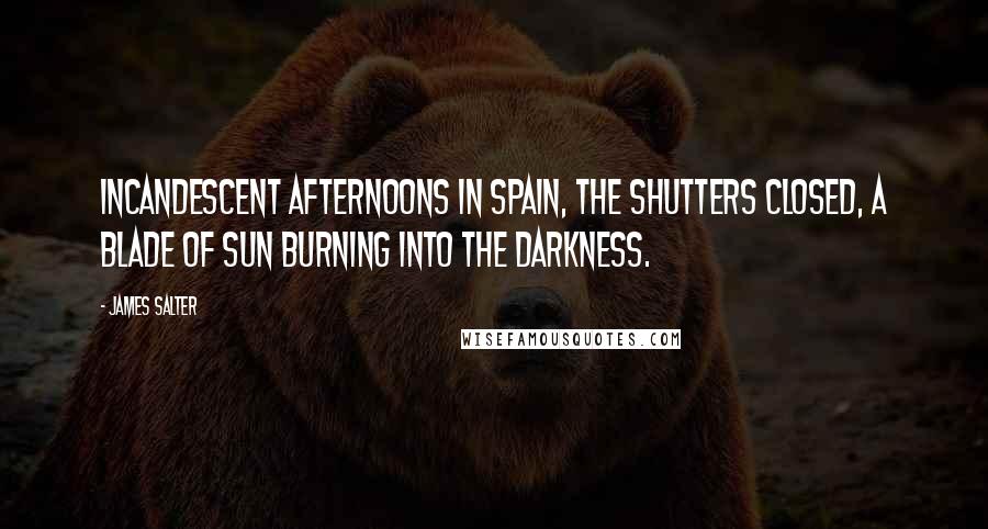 James Salter Quotes: Incandescent afternoons in Spain, the shutters closed, a blade of sun burning into the darkness.