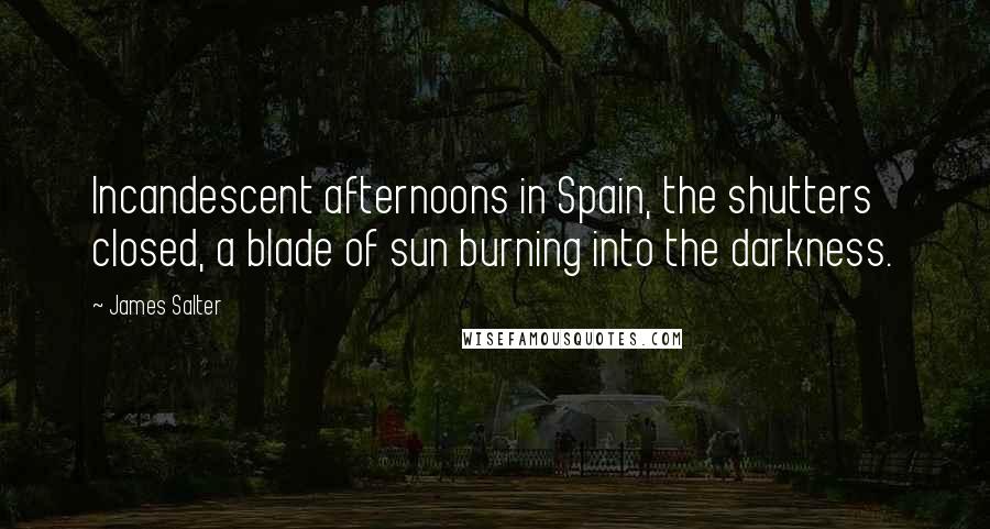 James Salter Quotes: Incandescent afternoons in Spain, the shutters closed, a blade of sun burning into the darkness.