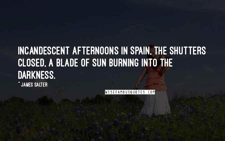 James Salter Quotes: Incandescent afternoons in Spain, the shutters closed, a blade of sun burning into the darkness.