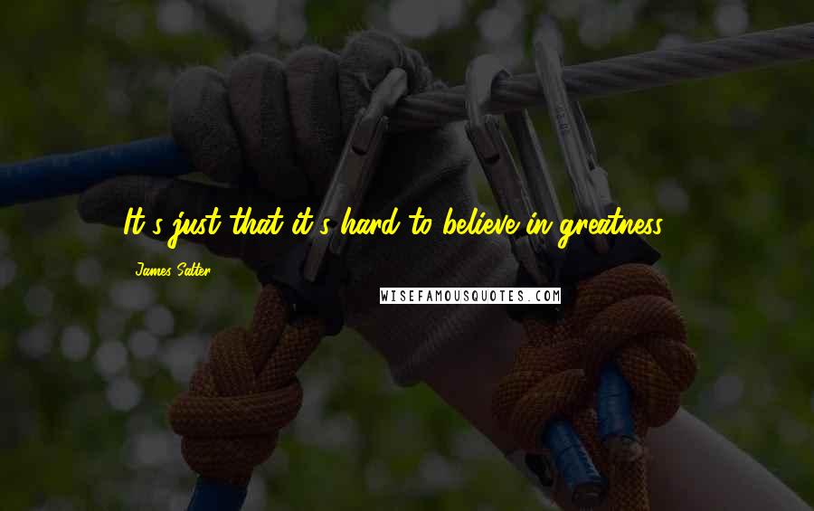 James Salter Quotes: It's just that it's hard to believe in greatness ...