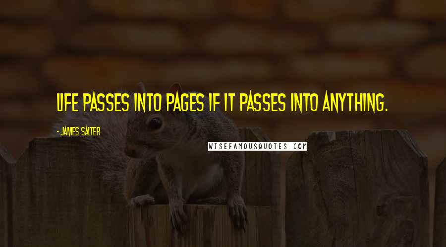 James Salter Quotes: Life passes into pages if it passes into anything.