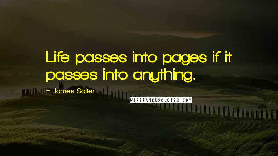 James Salter Quotes: Life passes into pages if it passes into anything.