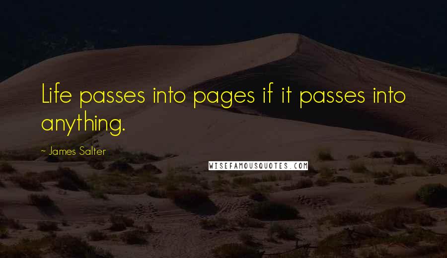 James Salter Quotes: Life passes into pages if it passes into anything.