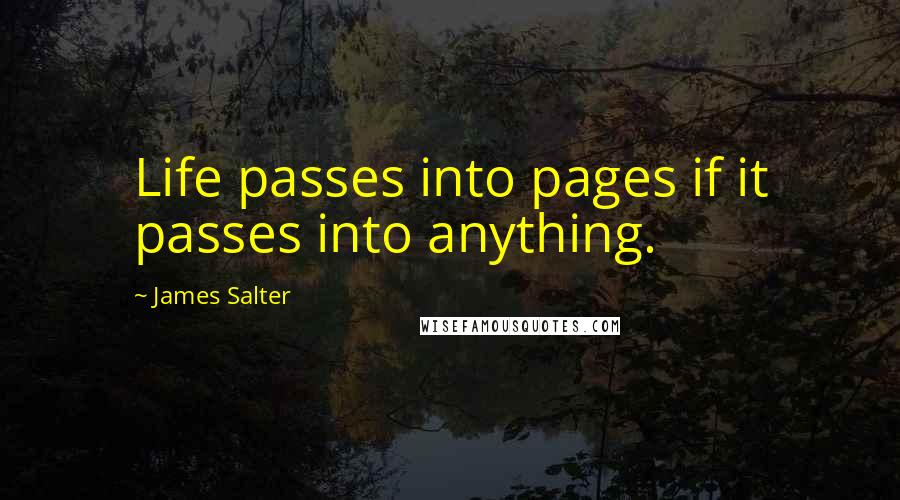 James Salter Quotes: Life passes into pages if it passes into anything.