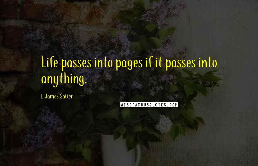 James Salter Quotes: Life passes into pages if it passes into anything.