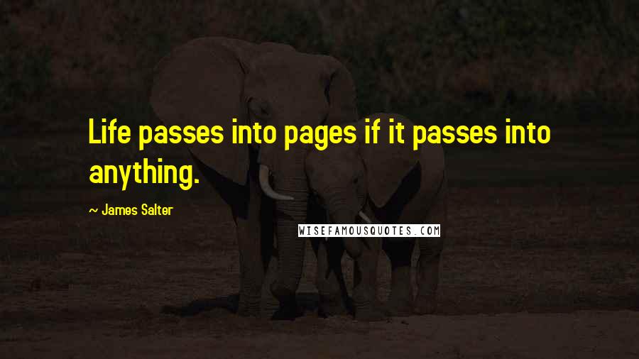 James Salter Quotes: Life passes into pages if it passes into anything.