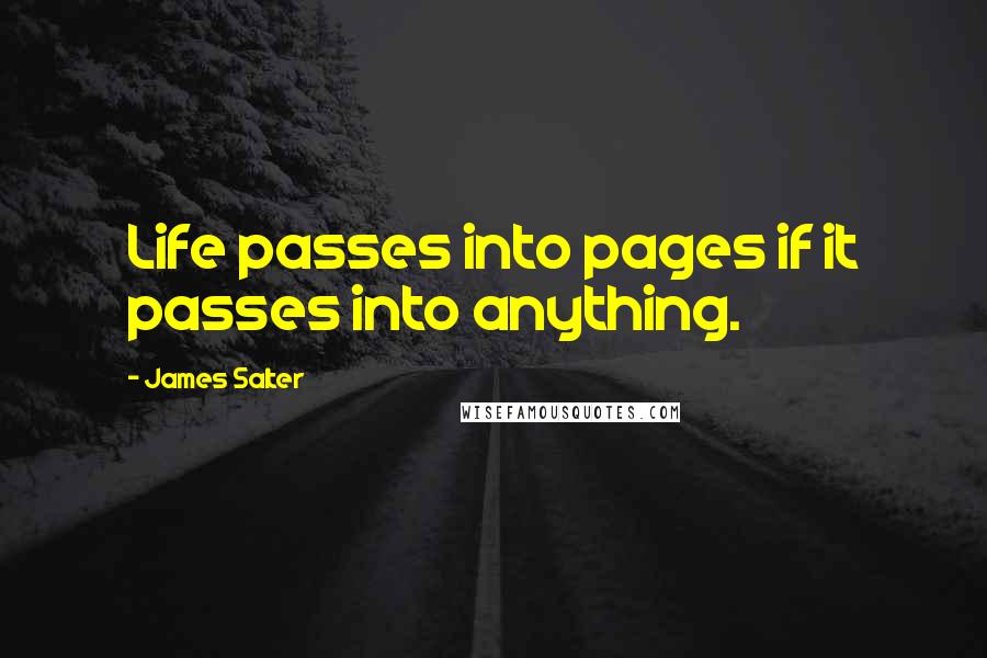 James Salter Quotes: Life passes into pages if it passes into anything.