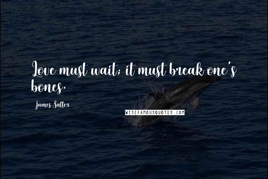 James Salter Quotes: Love must wait; it must break one's bones.