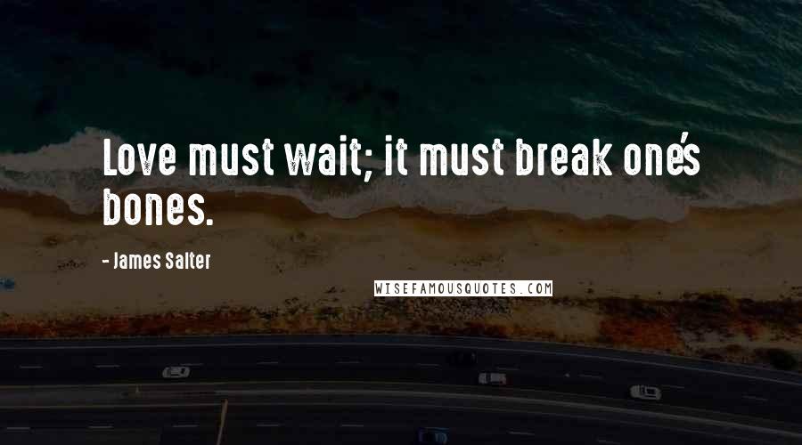 James Salter Quotes: Love must wait; it must break one's bones.