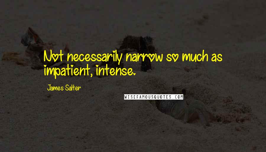 James Salter Quotes: Not necessarily narrow so much as impatient, intense.