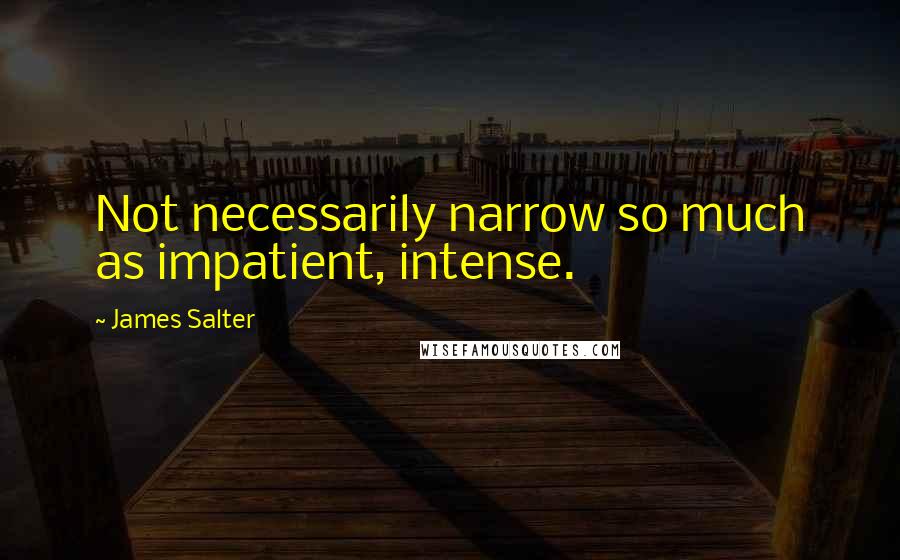 James Salter Quotes: Not necessarily narrow so much as impatient, intense.