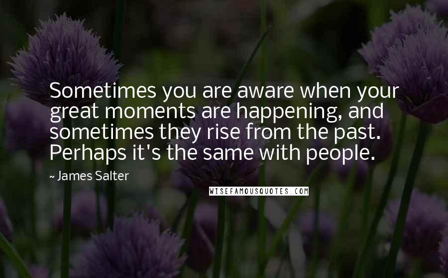 James Salter Quotes: Sometimes you are aware when your great moments are happening, and sometimes they rise from the past. Perhaps it's the same with people.