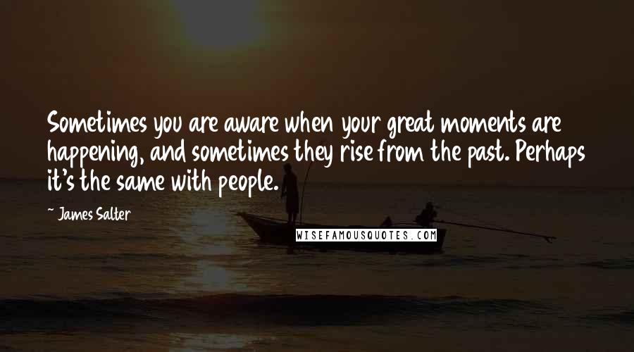 James Salter Quotes: Sometimes you are aware when your great moments are happening, and sometimes they rise from the past. Perhaps it's the same with people.