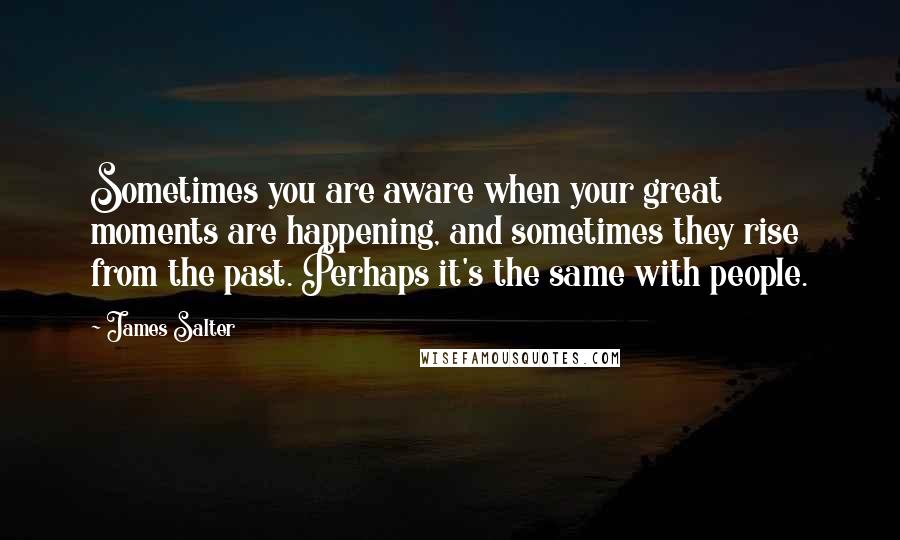 James Salter Quotes: Sometimes you are aware when your great moments are happening, and sometimes they rise from the past. Perhaps it's the same with people.