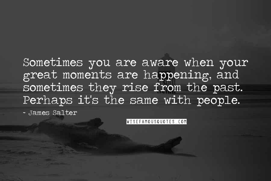 James Salter Quotes: Sometimes you are aware when your great moments are happening, and sometimes they rise from the past. Perhaps it's the same with people.