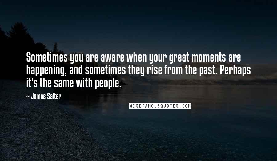 James Salter Quotes: Sometimes you are aware when your great moments are happening, and sometimes they rise from the past. Perhaps it's the same with people.