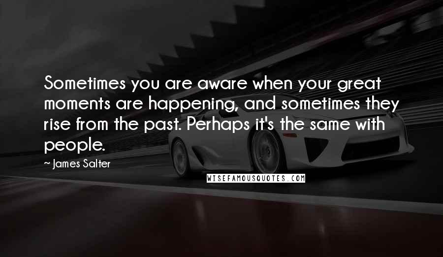 James Salter Quotes: Sometimes you are aware when your great moments are happening, and sometimes they rise from the past. Perhaps it's the same with people.
