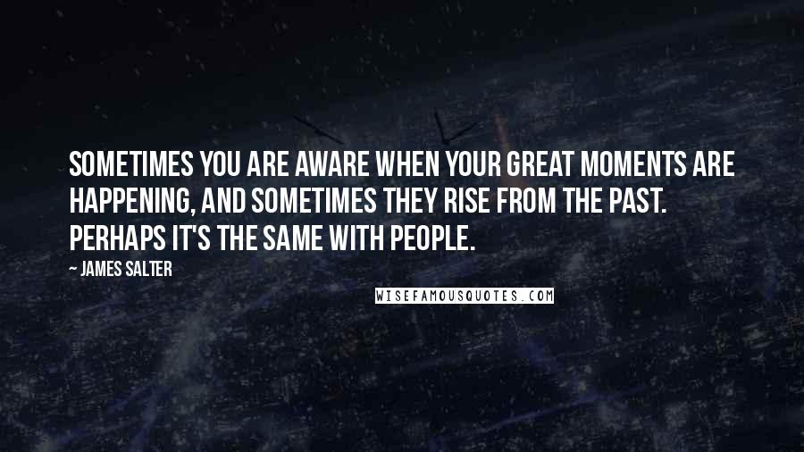 James Salter Quotes: Sometimes you are aware when your great moments are happening, and sometimes they rise from the past. Perhaps it's the same with people.